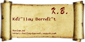 Kállay Bernát névjegykártya